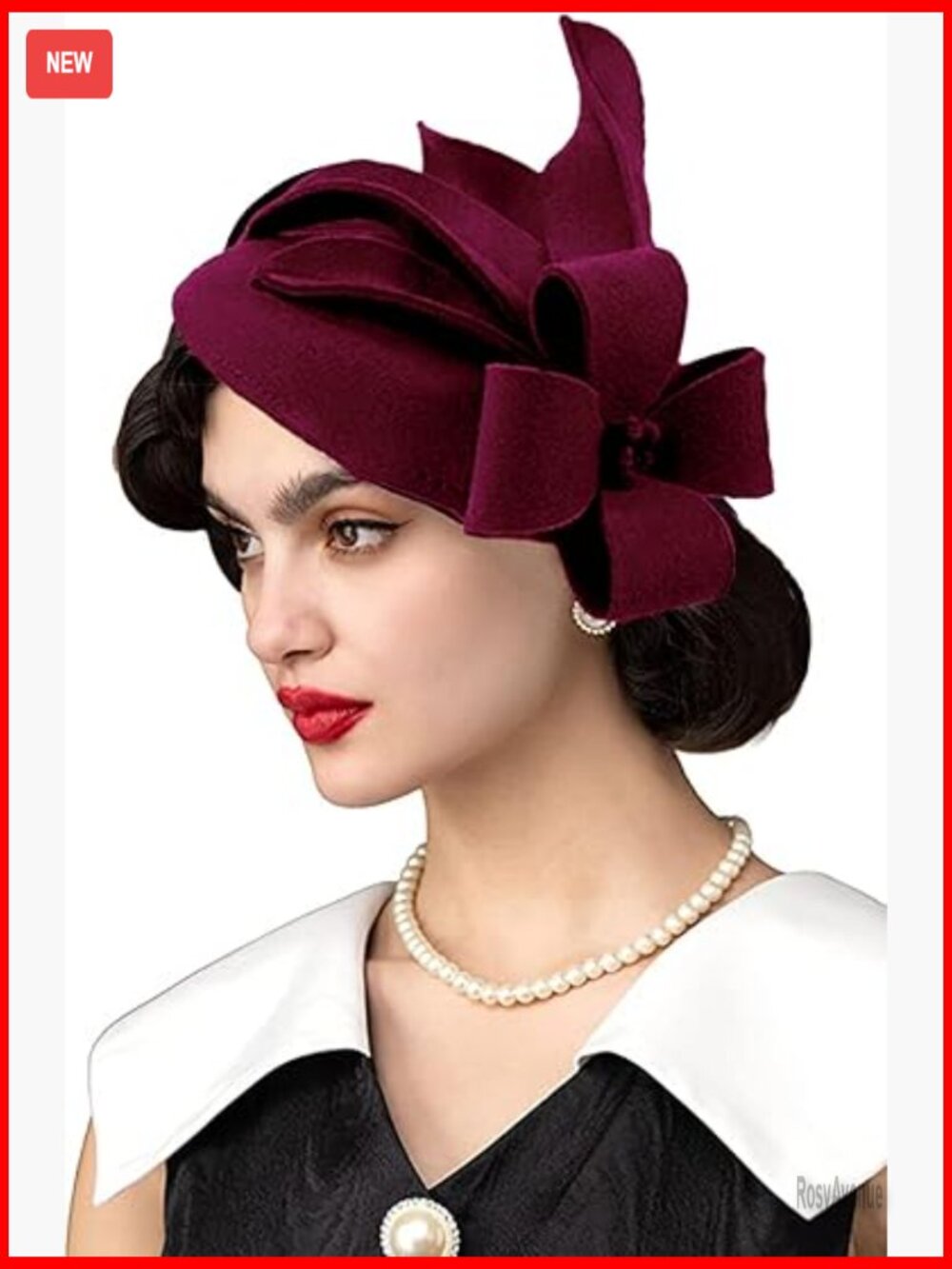 Vintage Wool Felt Cloche Fedora Hat Winter Church Wedding Derby - Picture 1 of 7